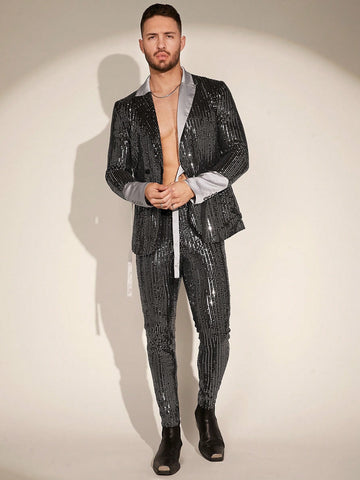 Men's Casual Sequin Suit 2pcs/Set