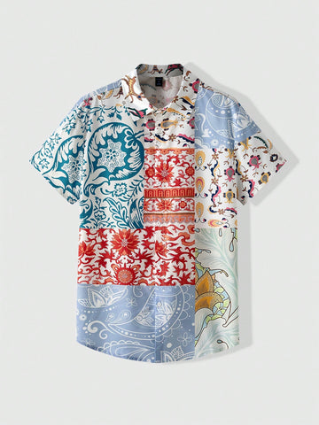 Men's Floral Printed Short Sleeve Shirt