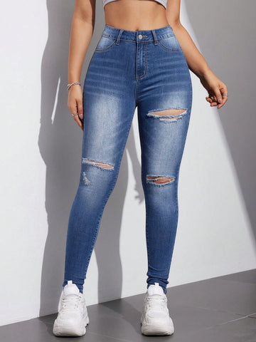 Women's Ripped Skinny Denim Jeans
