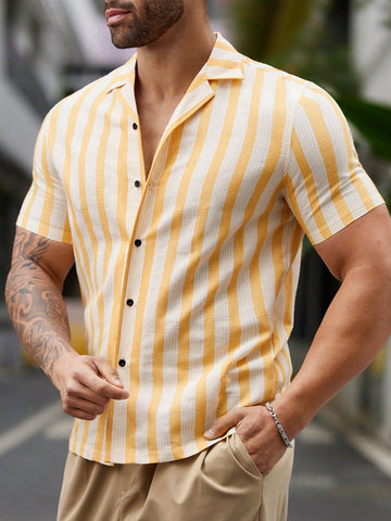 Men's Striped Short Sleeve Woven Shirt