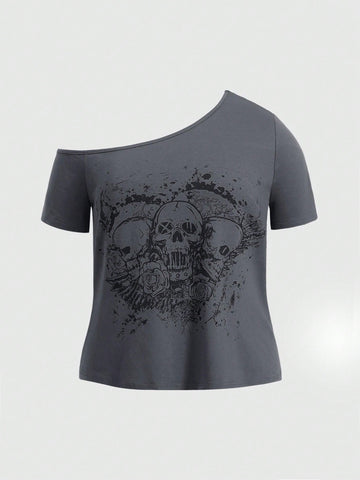 Women's Plus Size Skull Print T-Shirt