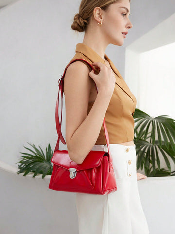 Fashion Solid Color Flap Shoulder Crossbody Bag