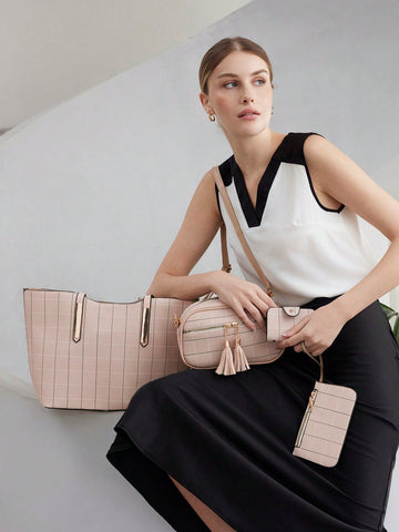 Ladies' Fashionable Solid Color Combination Bag
