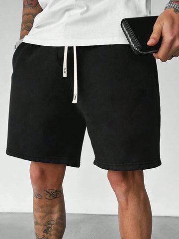 Men's Solid Color Drawstring Waist Loose Fit Shorts