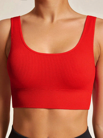 Women's Solid Color Sports Bra/Seamless/Ribbed