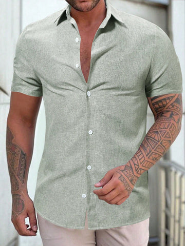 Men'S Solid Color Short Sleeve Shirt