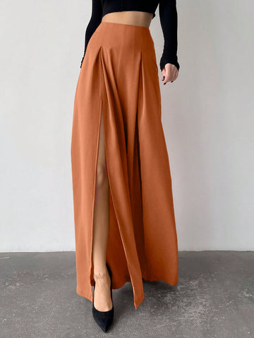Ladies' High Slit Skirt Pants, Full Length