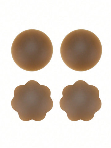 2pairs Silicone Nipple Covers With Flower Shape And Raised Center