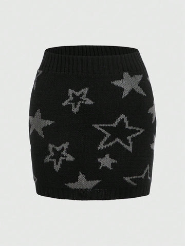 Star Pattern Knit Skirt