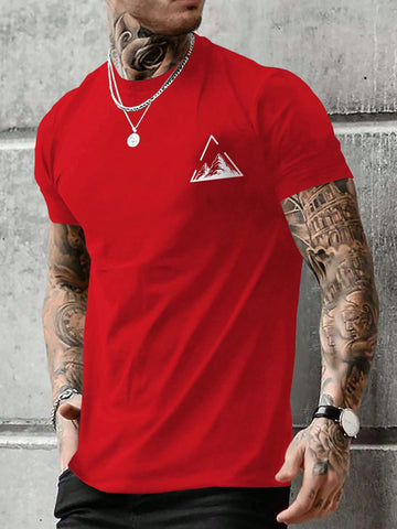Men's Mountain Print Short Sleeve Casual T-Shirt