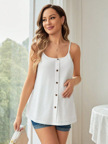 Maternity Summer Urban Casual Button Detail Camisole