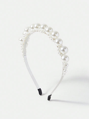 1pc Women's Fashionable Faux Pearl Decor Hairband Elegant