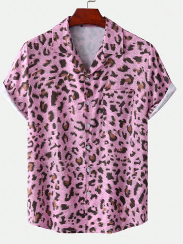 Men's Leopard Printed Short Sleeve Shirt