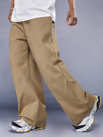 Men's Solid Color Loose Fit Wide Leg Woven Pants