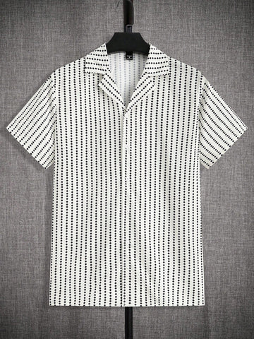 Men's Woven Geometric Print Casual Short Sleeve Shirt