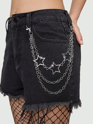 Fashionable Apocalyptic Star Design Women's Pants Chain