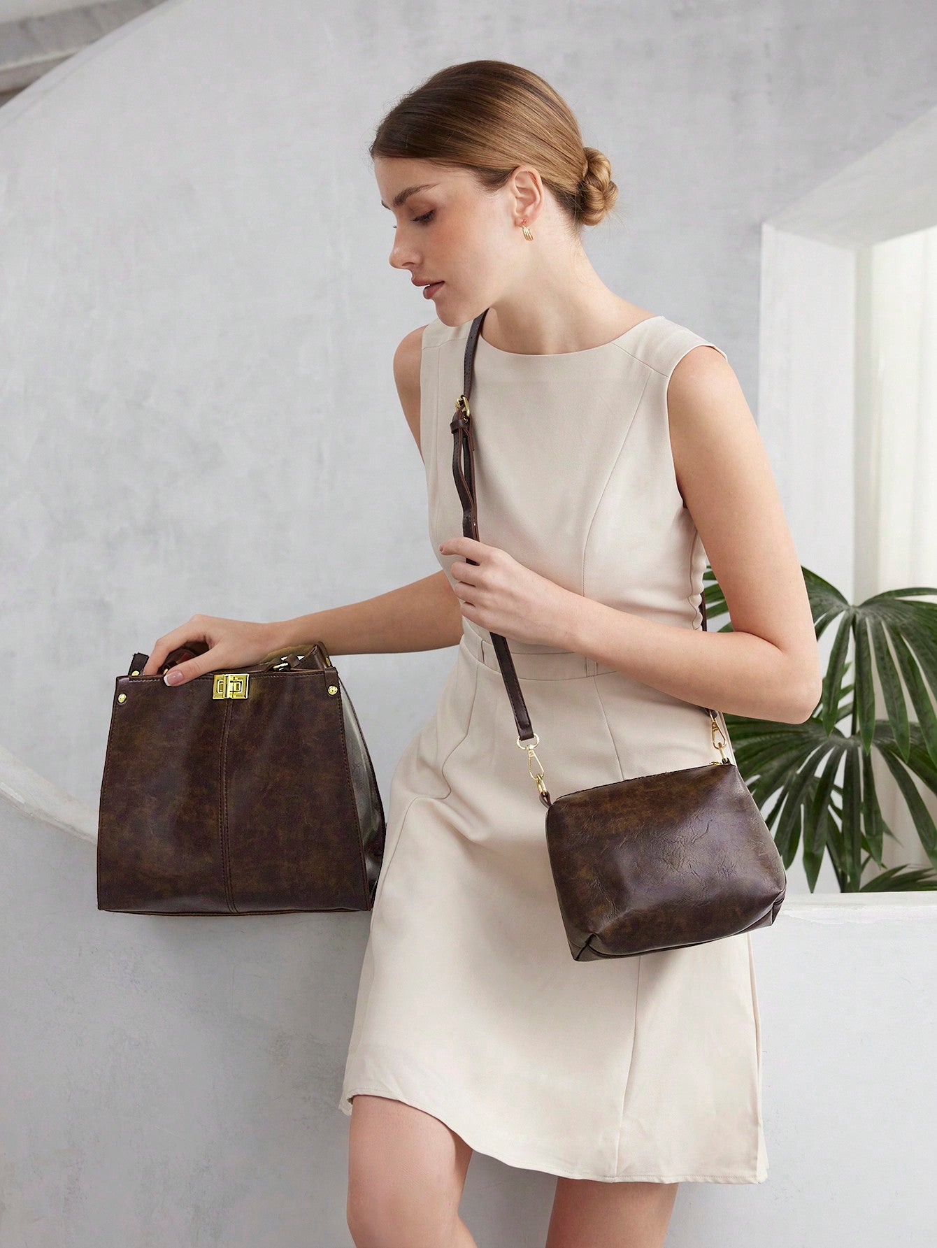 Fashionable Commuter PU Women Bag, Work Bag, Large Capacity, Brown Bag.