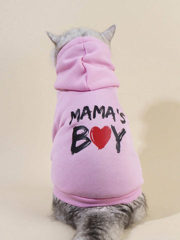 1pc Mama's Boy Heart & Pet Print Pink Sweatshirt