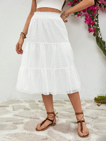 Women's Fashionable White Elastic Waist Mini Skirt