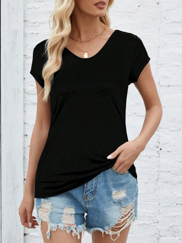 Women's Solid Color Casual T-Shirt