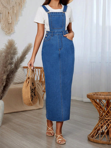 Women's Casual Denim Dress, Suitable For Daily Wear And Easy To Match