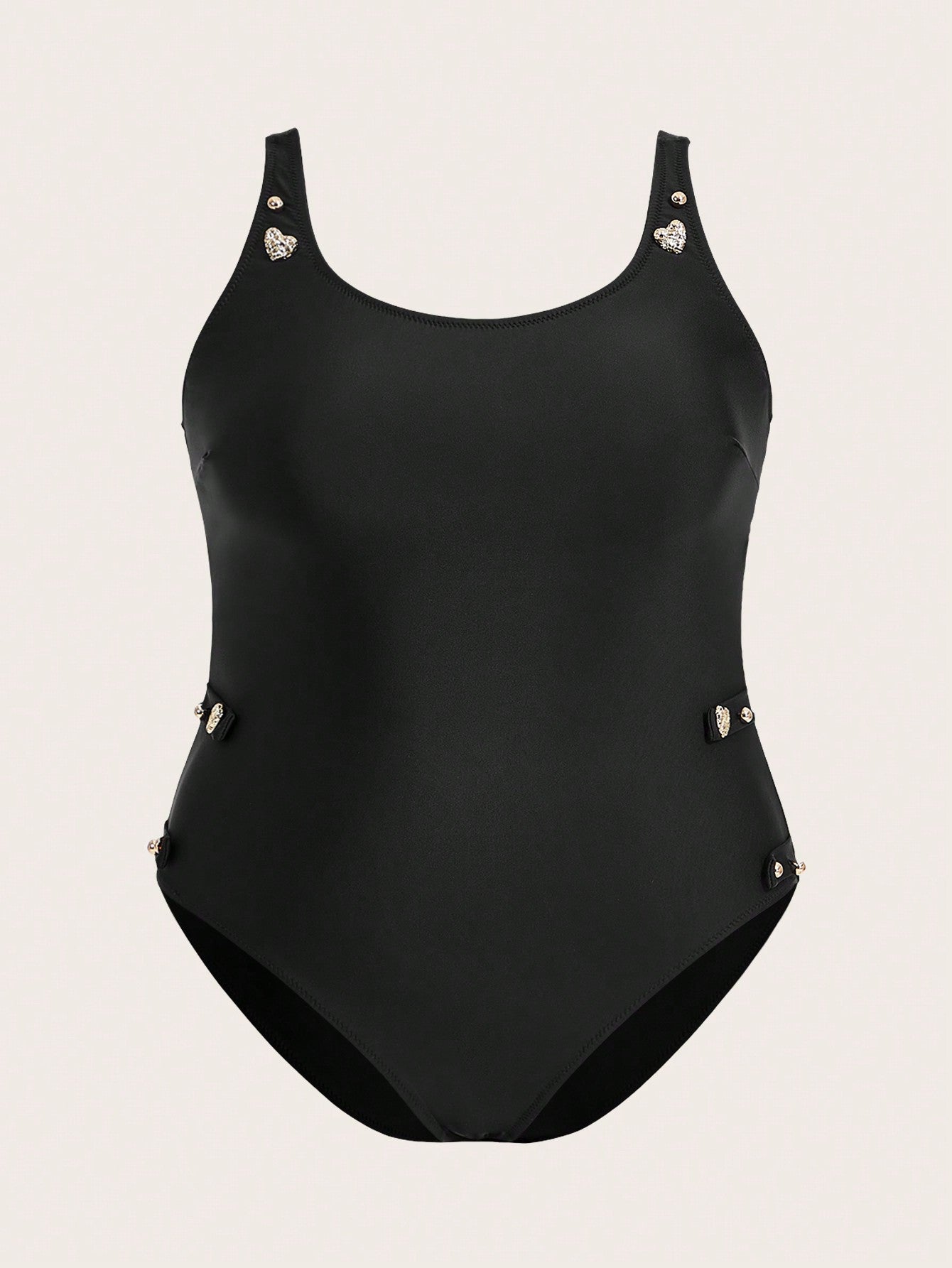 Plus Size One-Piece Swimsuit With Heart Decoration