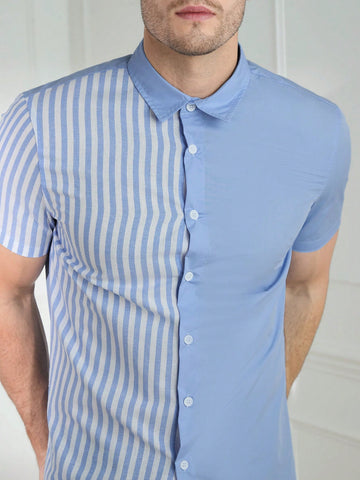 Men'S Vertical Striped Woven Leisure Shirt