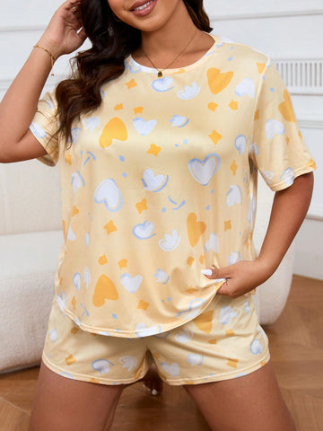 Plus Size Homewear Printed Pajamas Set