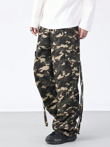 Men's Camo Workwear Jeans, Suitable For Daily Wear In Spring And Summer