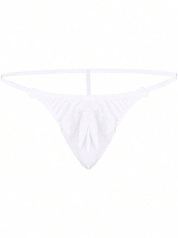 Men's Sexy T-Back Underwear With Ring In White