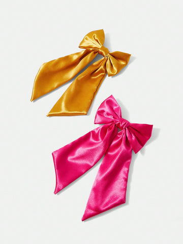 2pcs Cute Dopamine & Bowknot Hair Clip, Suitable For Casual, Night Club, Party Y2k Style, Oversized Clip For Party & Festival