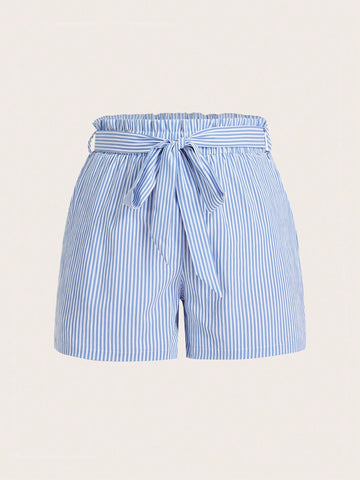 Plus Size Striped Cute Design Shorts