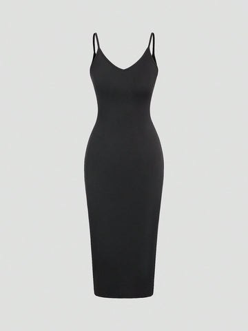 Women's Solid Color Slim Fit Spaghetti Strap Dress