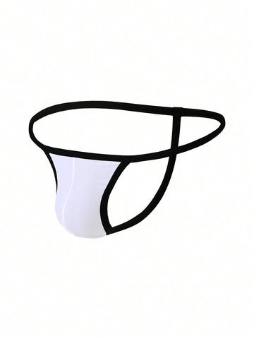 Men's Sexy Elastic Soft T-Back Panties With Butt-Out & Contrasting Trim Detail