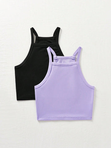 Solid Color Ribbed Slimming Basic Camisole Top
