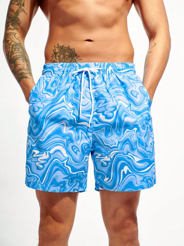 Men's Marble Print Beach Shorts