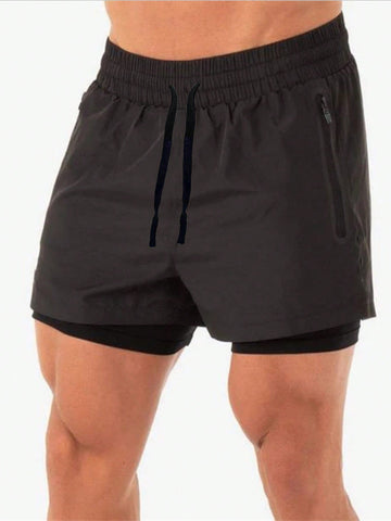 Men's Drawstring Elastic Waist Pocket Detail Solid Color Athletic Shorts