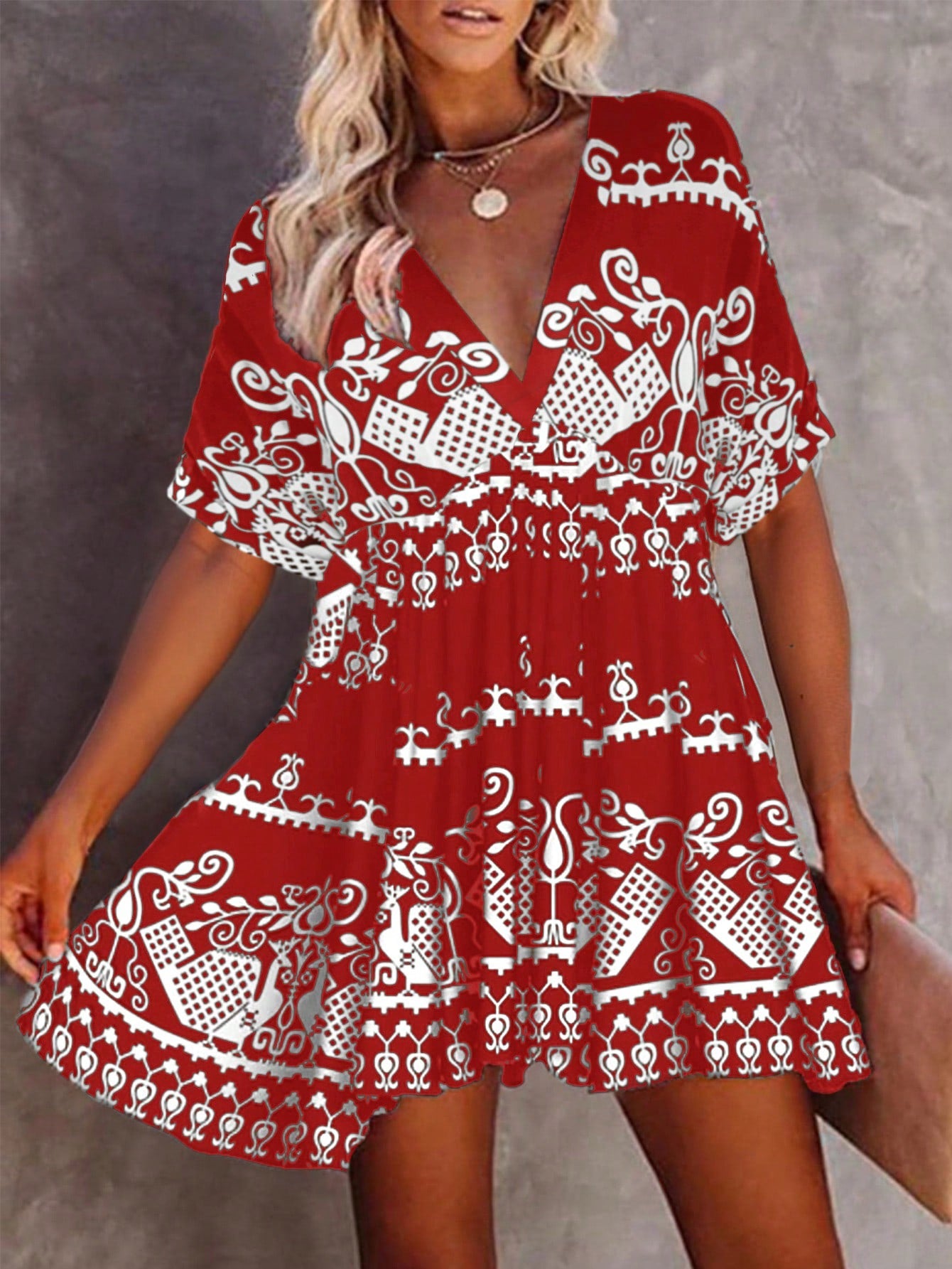 Spring Summer Holiday Printed Asymmetric Dress