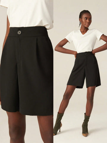 HIGH-RISE PLEATED TAILORED SHORTS
