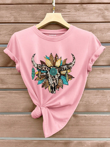 Bull & Sunflower Printed T-Shirt