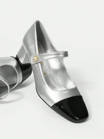 Ladies' Fashion Silver High Heel Single Shoes