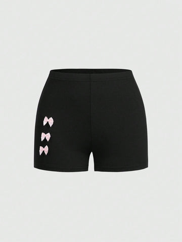 Cute Bowknot Decor Women's Slim-Fit Shorts