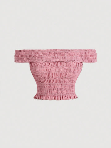 Women's One-Shoulder Bandeau Pink Top