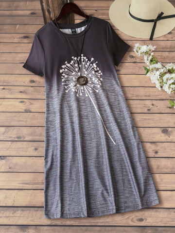Dandelion Pattern Ombre Knitted Dress