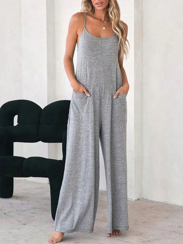 Solid Color Sleeveless Jumpsuit For Summer