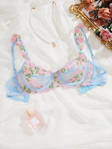 Women's Sexy Flower Embroidery Lace Bra