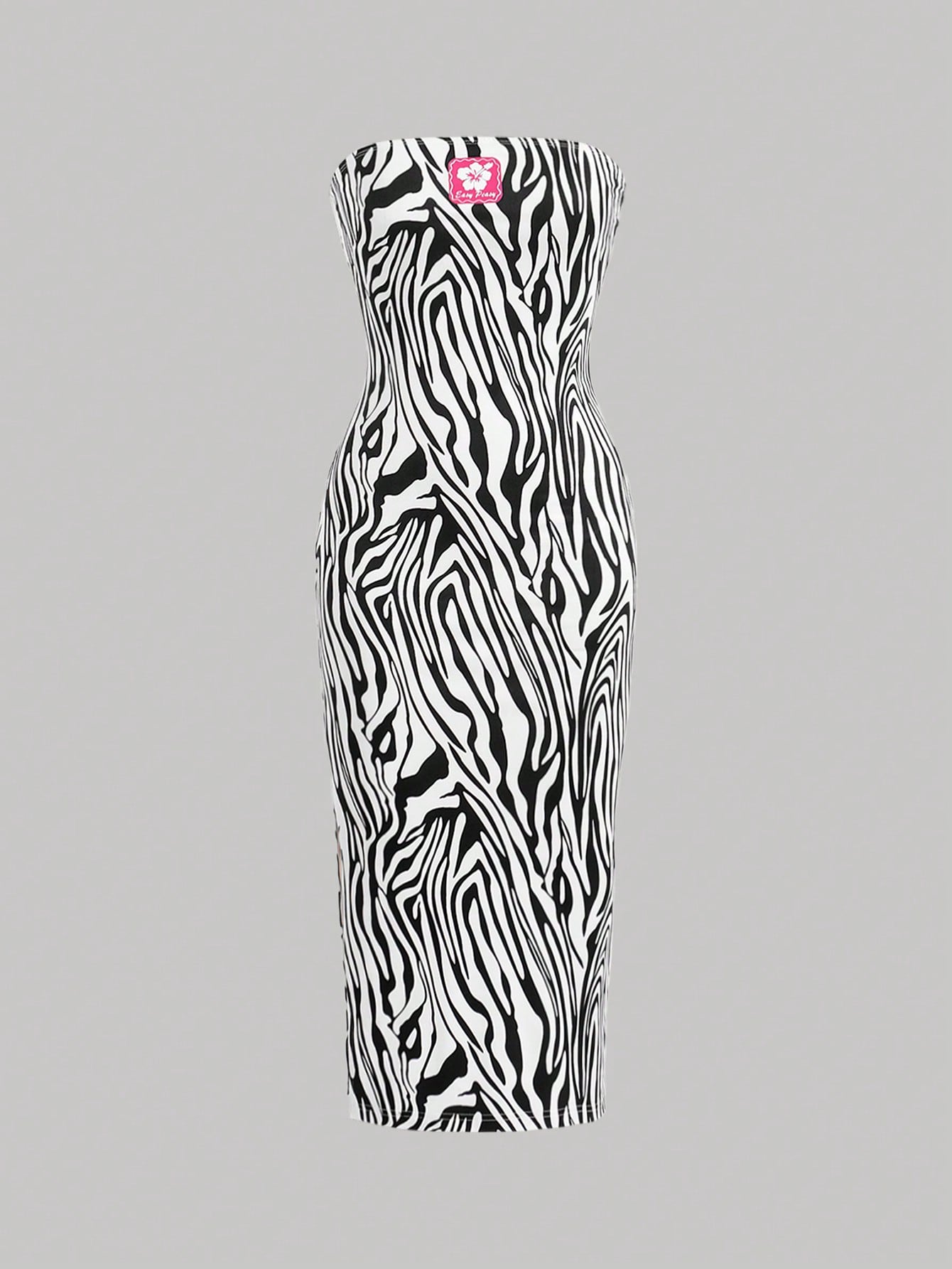 Zebra Print Strappy Split Dress