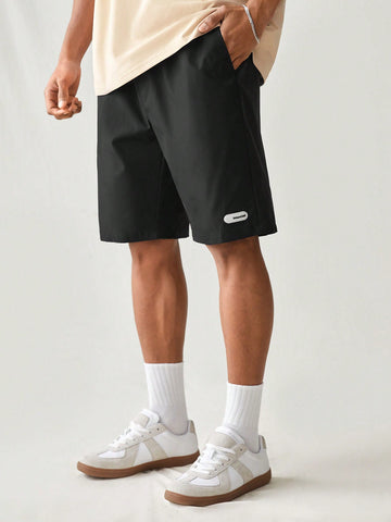 Men's Woven Casual Patch Detail Shorts