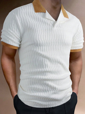 Men's Color Block Short-Sleeved Polo Shirt
