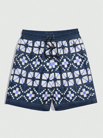 Men's Geometric Print Drawstring Shorts